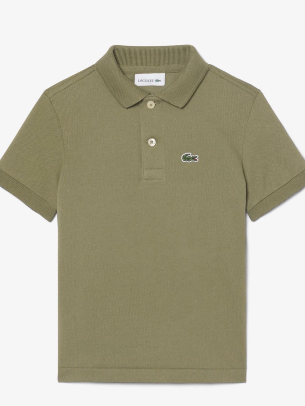 Lacoste Boys' Petit Piqué Polo, Khaki Green, Size 6